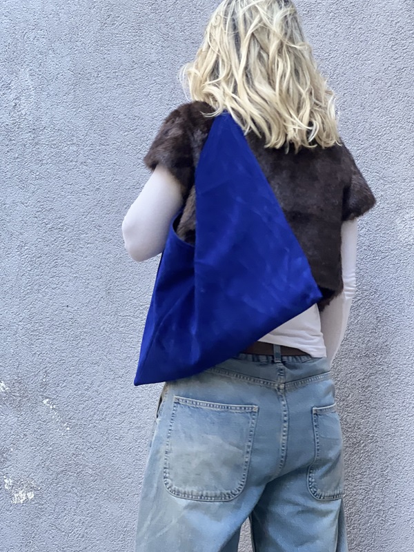 HoBo Bag Kadife Electric-Blue Çanta